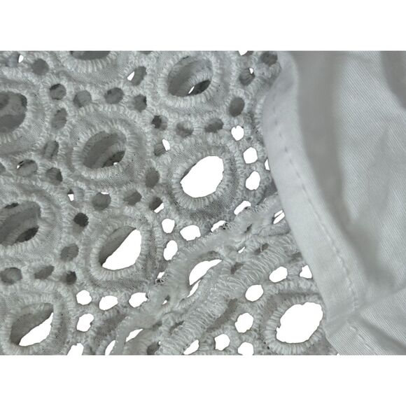 Guess White Eyelet Lace Cutout Sleeveless Summer Fit and Flair Cotton Dress Sz 6 - Picture 16 of 16